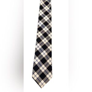 Tommy Hilfiger Silk Plaid Tie Black White Blue Classic